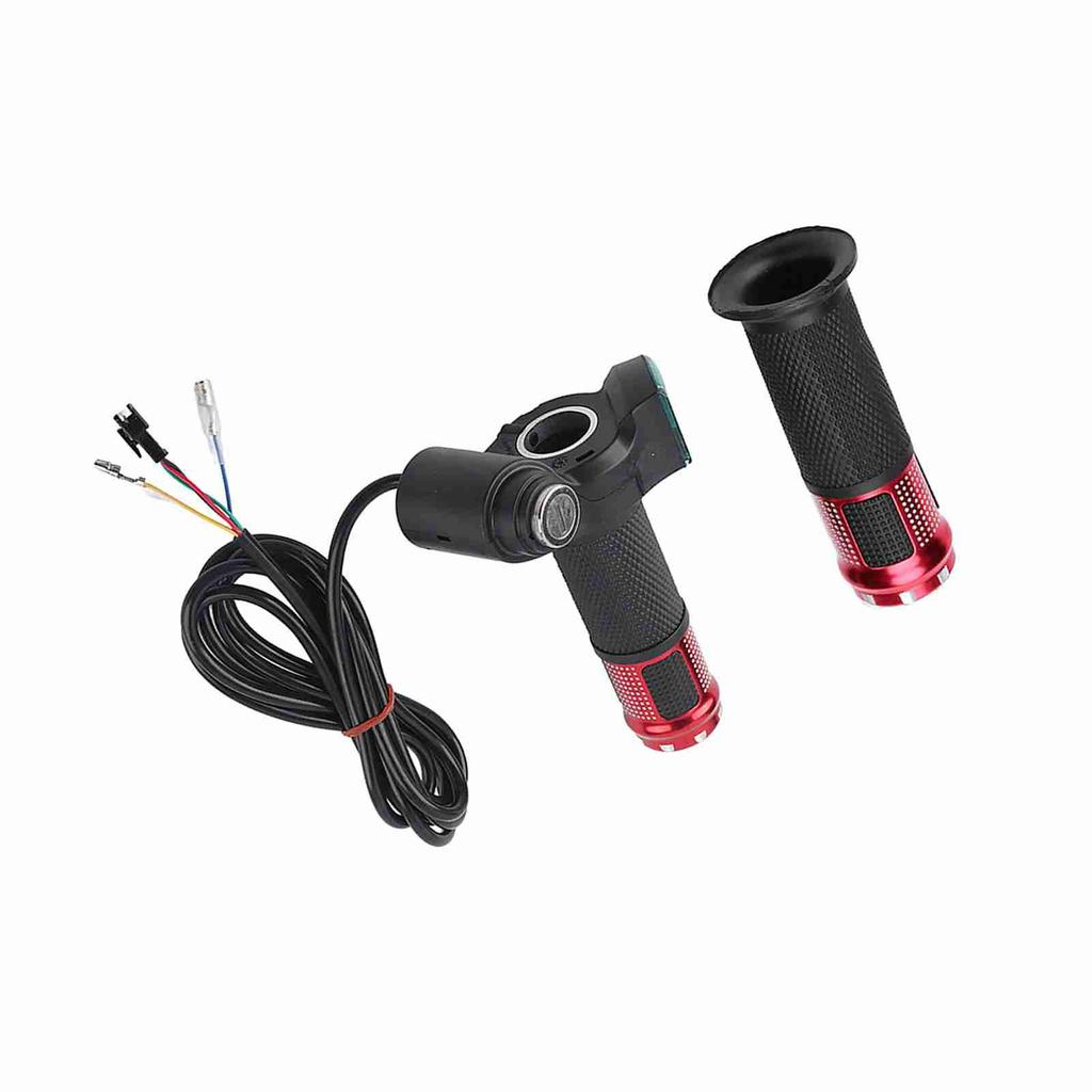 Twist Throttle Grips Handle With Key Lock LED Display Screen For Electric Bike(red)