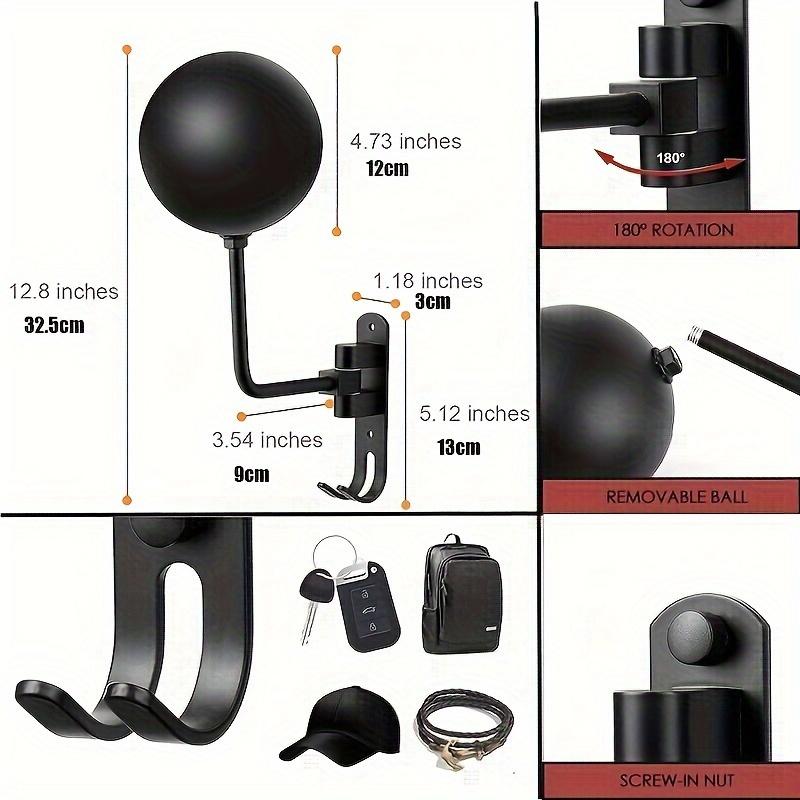 180 Degree Rotation Metal Motorcycle Helmet Wall Mount Holder Display Rack for Bicycle Helmet Garage Storage