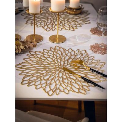 Gold Flower Pattern Round Placemats