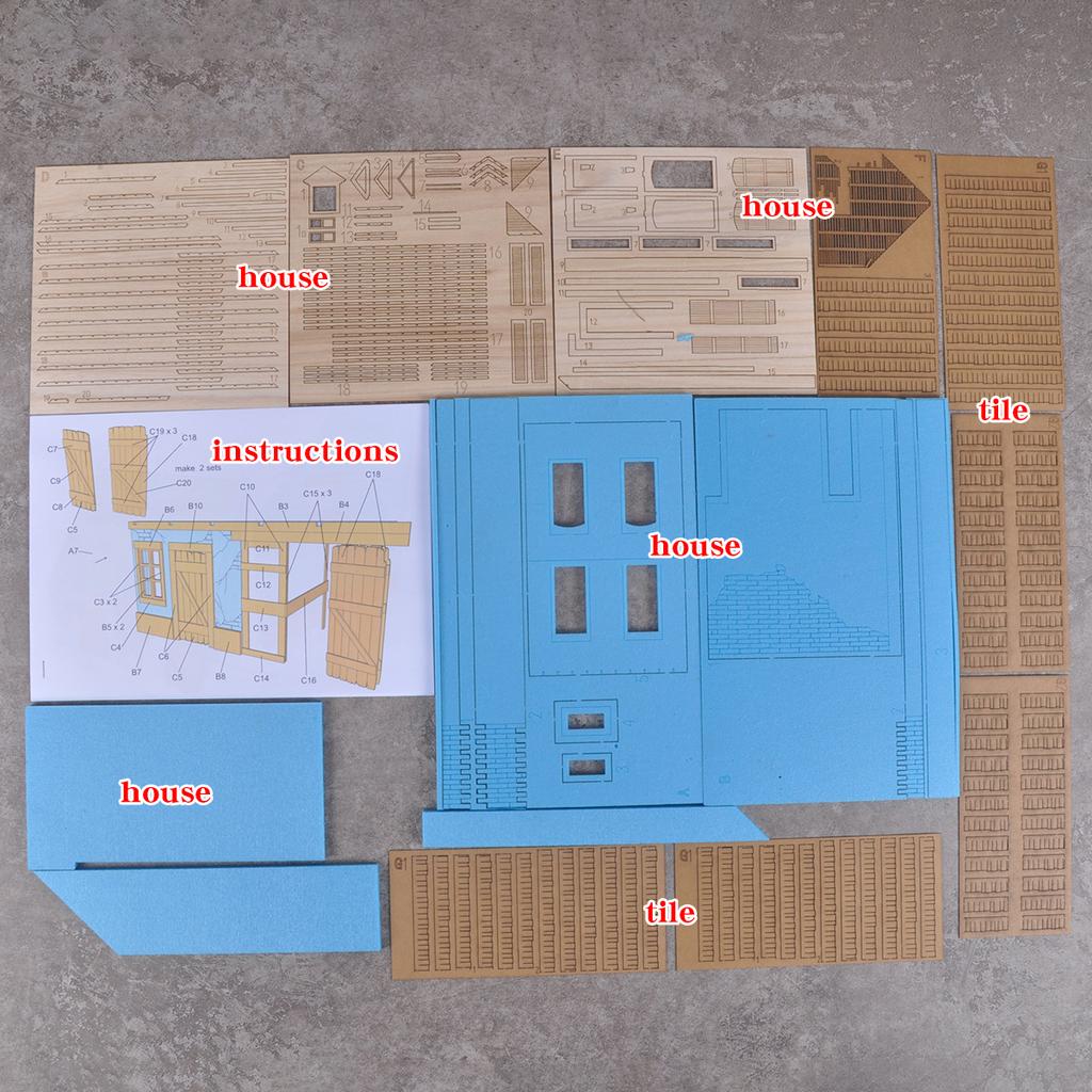 Assembly Architectural Model Sand Table Architectural Building Model Brick Concrete Building Villa Diorama Scale Model Kit 1/35