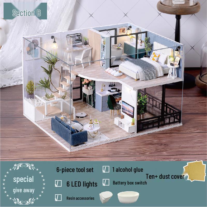 Zhi Qu Wu DIY Holzpuppenhausmodell – Kreatives handmontiertes Villenspielzeug, Perfektes Geburtstagsgeschenk für Freundin