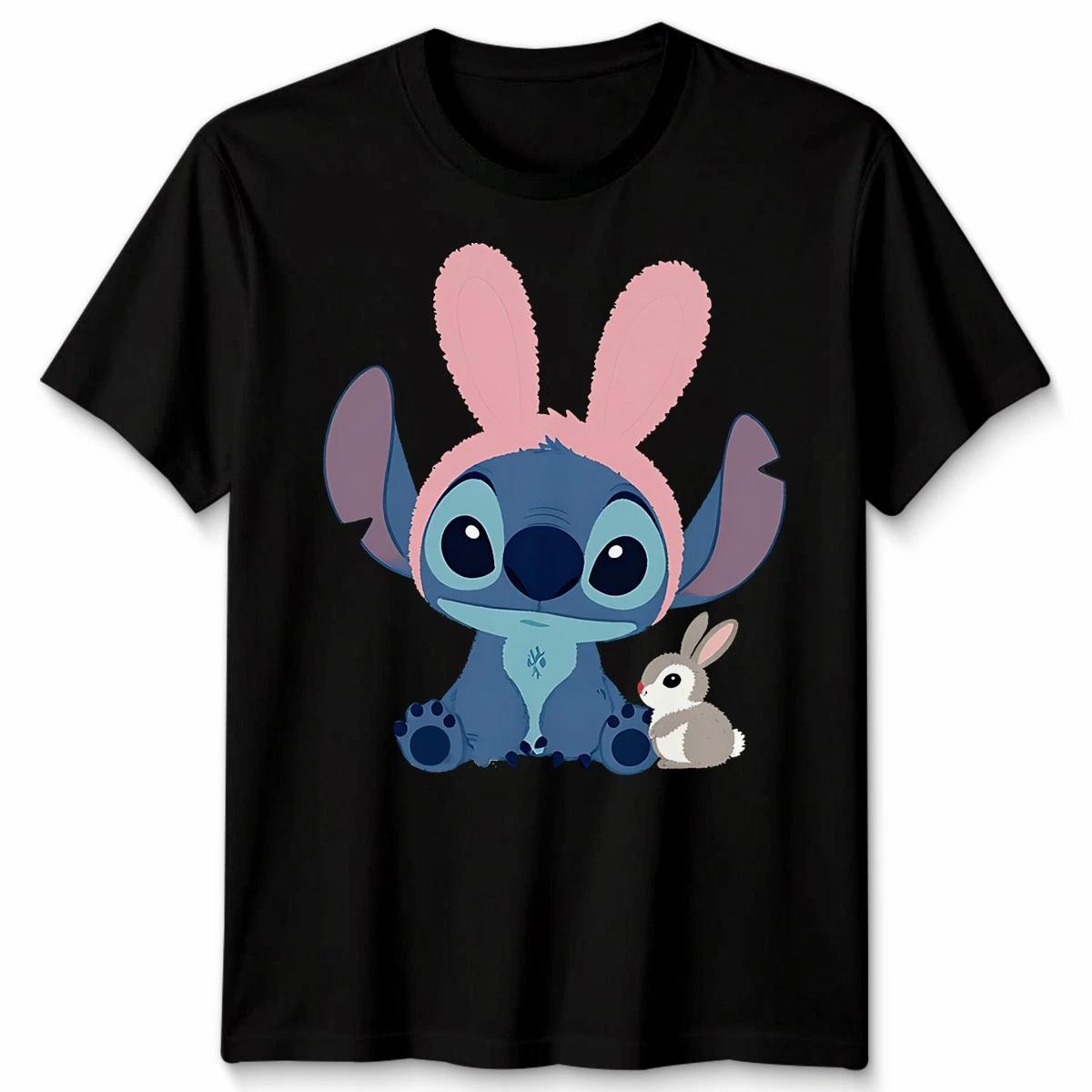 

Stitch In Easter Bunny Costume With Cute Fuzzy Friend Unisex T shirt 4XL