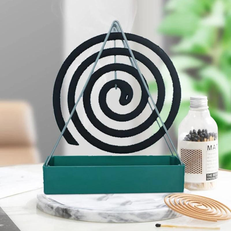 Creative Nordic Style Mosquito Coil Holder With Tray, Iron Spiral Mosquito Repellent Incense Rack Plate For Home Summer Decor