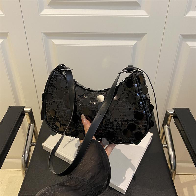 High value chain small square bag summer new fashion messenger bag glossy denim shoulder armpit bag