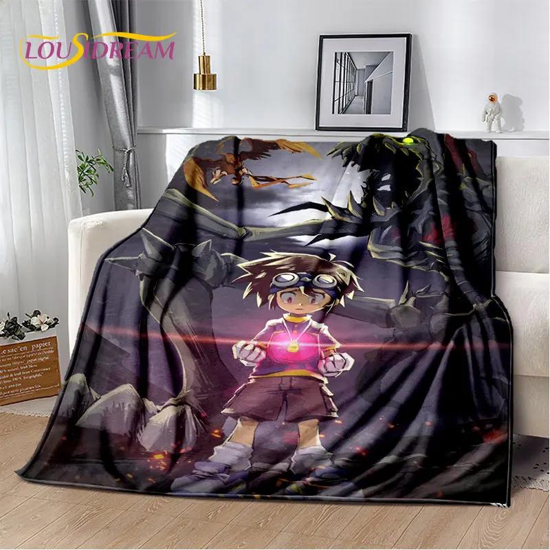Kreslená přikrývka Digimon Adventure Monster Měkká plyšová deka, flanelová přikrývka Deka do obývacího pokoje Ložnice Pohovka Pohovka Piknikový povlak