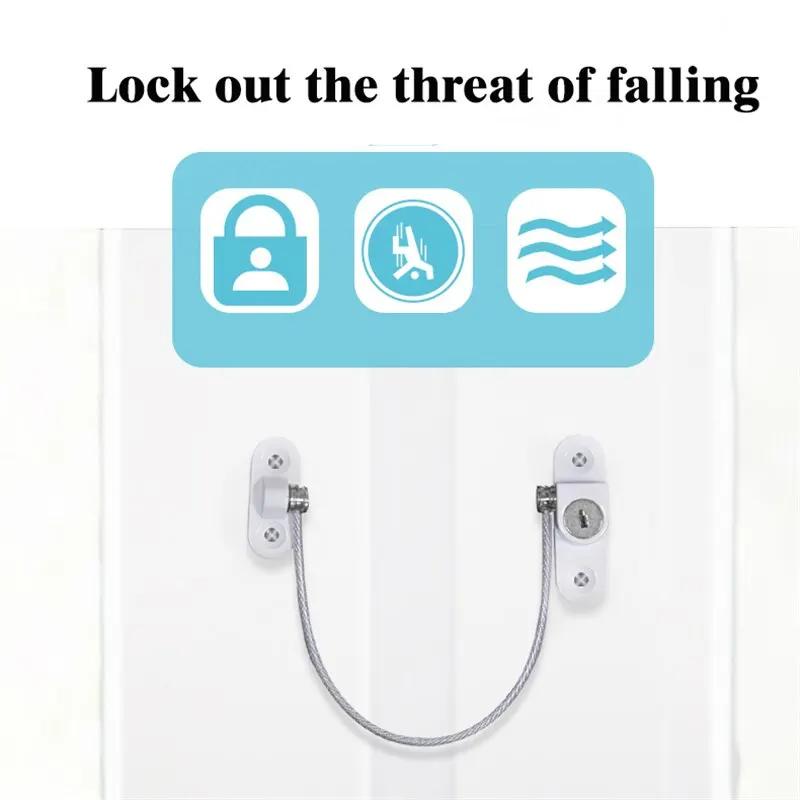 1pc Child Safety Lock Baby Care Window Lock Stainless Steel Cable Use Screws To Fix Baby Safety Accessories Security Protection