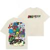 2025 Summer and Autumn new cartoon graffiti print T-shirt casual and sporty short-sleeved men's and women's street tops