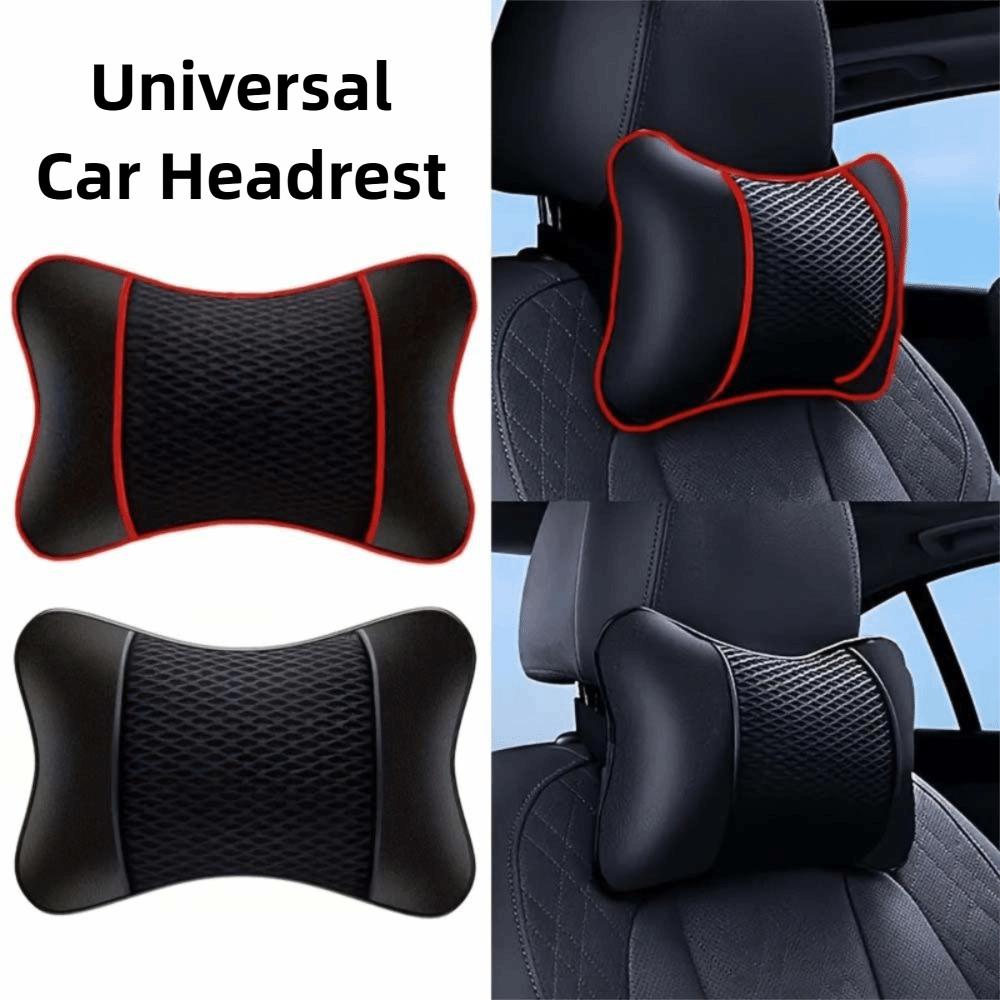 2pcs Mesh Faux Leather Neck Pillow Adjustable Breathable Seat Rest Cushion Car Travel