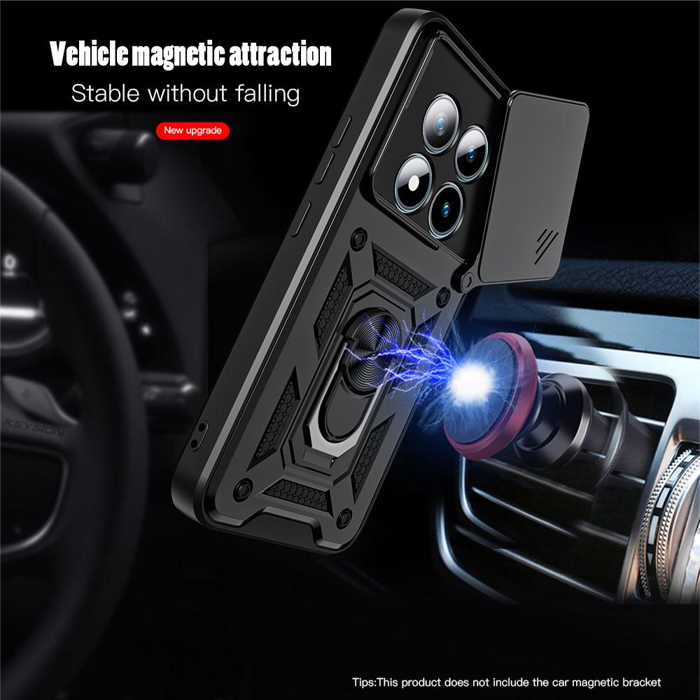 KEYSION Shockproof Case for Redmi Note 15 Pro 4G 15 Pro+ 5G Slide Camera Lens Protection Ring Stand Phone Cover for Redmi Note15