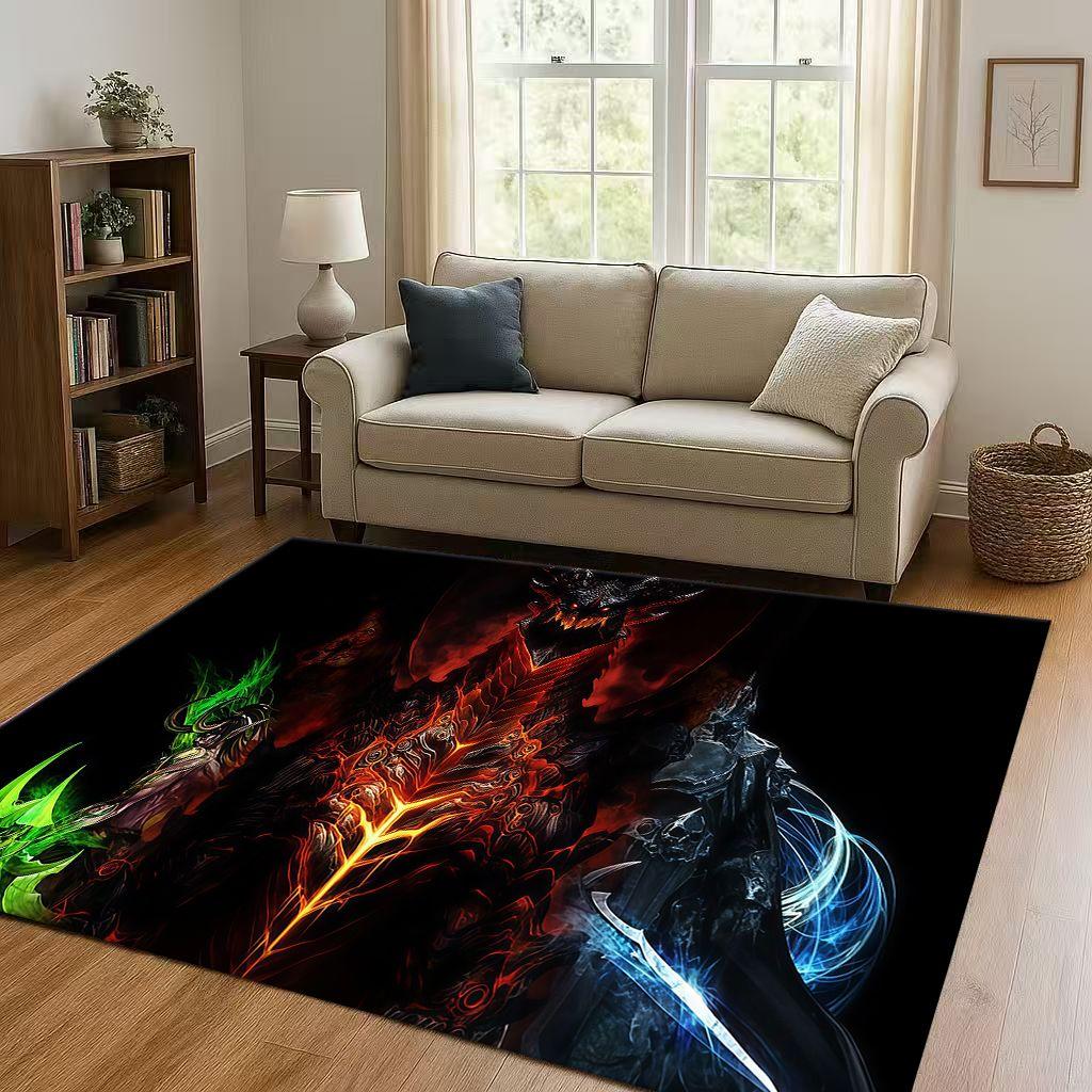 HD WOW World of Warcraft Game Demon Hunter Arthas Living Room Non-Slip Area Rug Carpet for Bedroom Playroom Sofa,Home Doormat