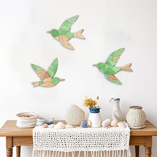 3Pcs/Set Wooden Flying Bird Wall Decoration, Farmhouse Rustic Bird Shape Wall Art, Wall Hanging Ornament for Living Room, Home, Office