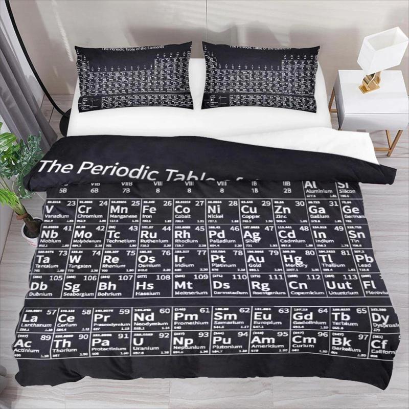 Periodic Table King Queen Duvet Cover Educational Science Chemistry Bedding Set for Students Teachers Element Table Quilt Cover
