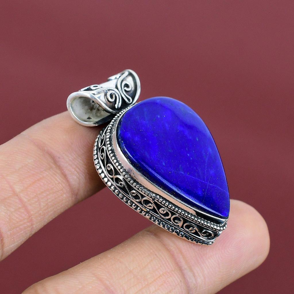 Lapis lazuli pendant vintage jewelry real gemstone pendant 925 sterling silver pendant handmade pendant lapis lazuli jewelry gifts for women
