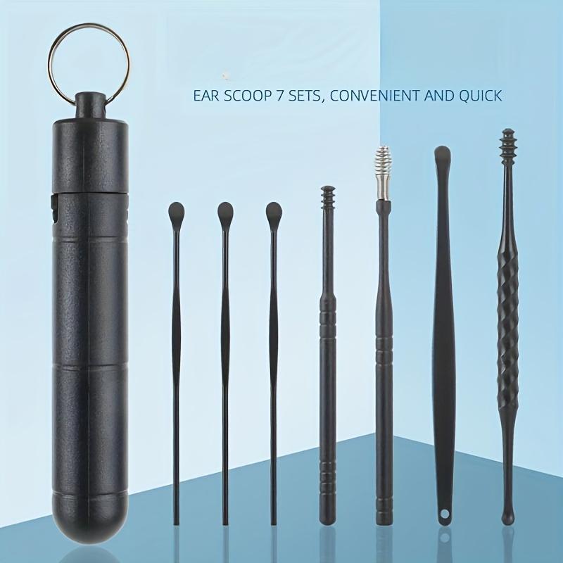 Portable Earwax Cleaning Tool Kit, Including Ear Cleaning Tools, Ear Scoops, Coil Spring Ear Spoons, Comes with A Storage Box