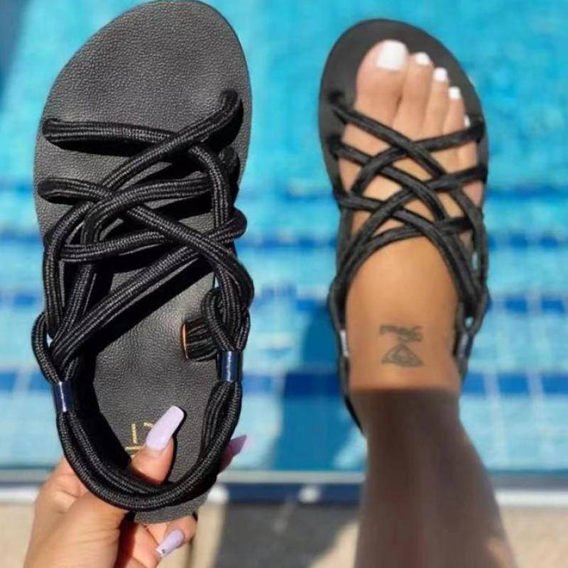 Sandály Dámské Boty Pletené lano Plážové boty s otevřenou špičkou Dámské plážové sandály Roman Gladiator Sandály Protiskluzové žabky