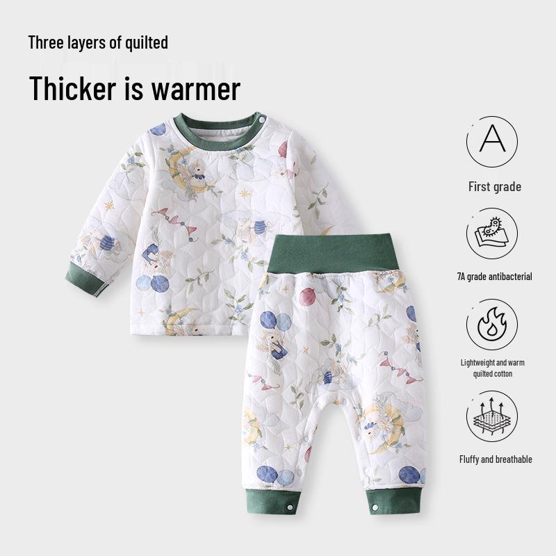 Infant & Toddler High-Waist Quilted Cotton Underwear Set - Unisex Autumn Warmth