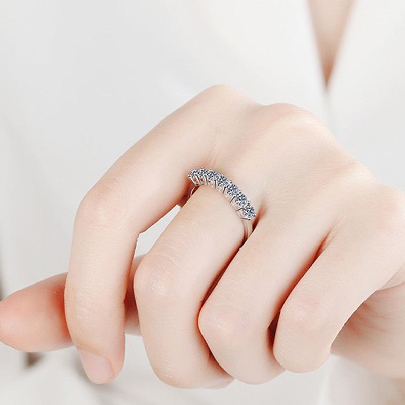 Imitation Moissanite Row Diamond Organ Ring, Female Stacked Wearing Simple Fashion Tail Ring, Live Adjustable Ring Jewelry