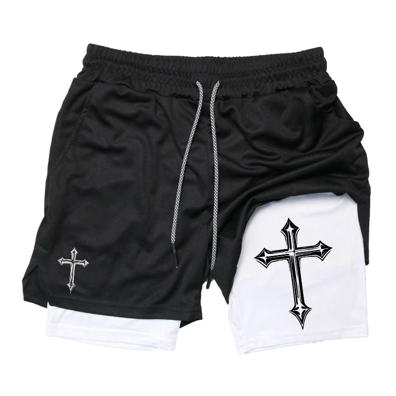 Kreuz Christlich Gott Jesus Camouflage Muay Thai Kickboxen MMA Shorts Herren Damen Unisex Doppellagig Schnelltrocknend Training Sport Fitnessstudio Workout