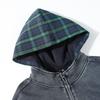 Mens Winter Oversized Hooded Sweatshirt With Washed Plaid Print Loose Fit Streetwear