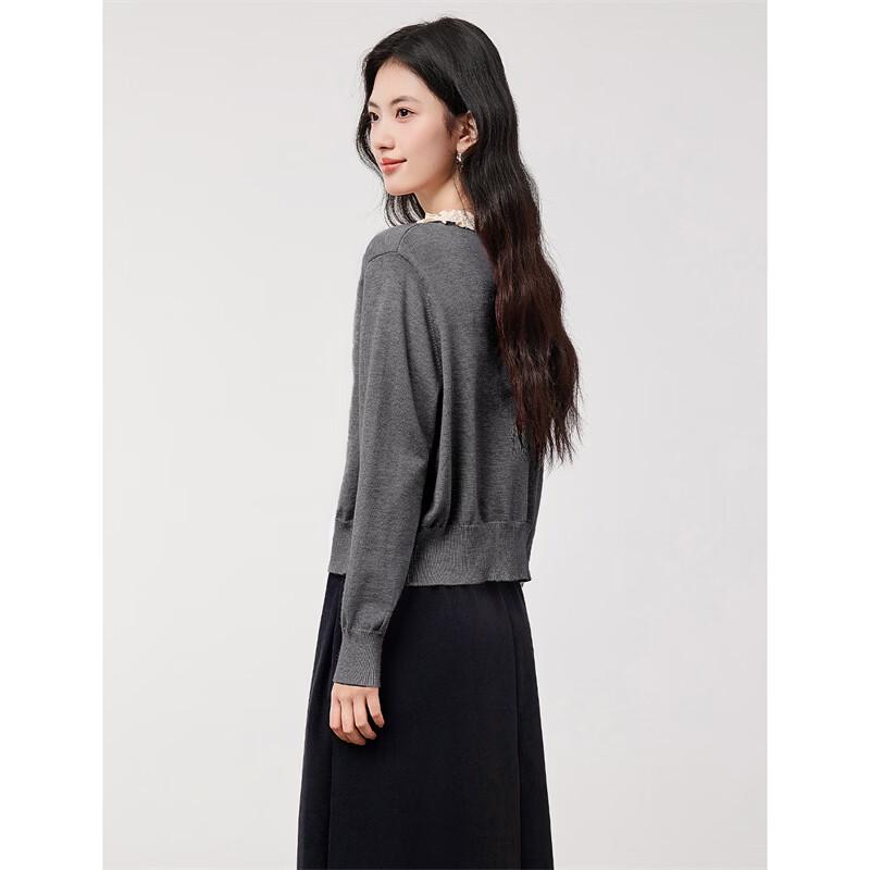 Xinfeiyu Women's Chic Ruffled-Collar Knitted Cardigan