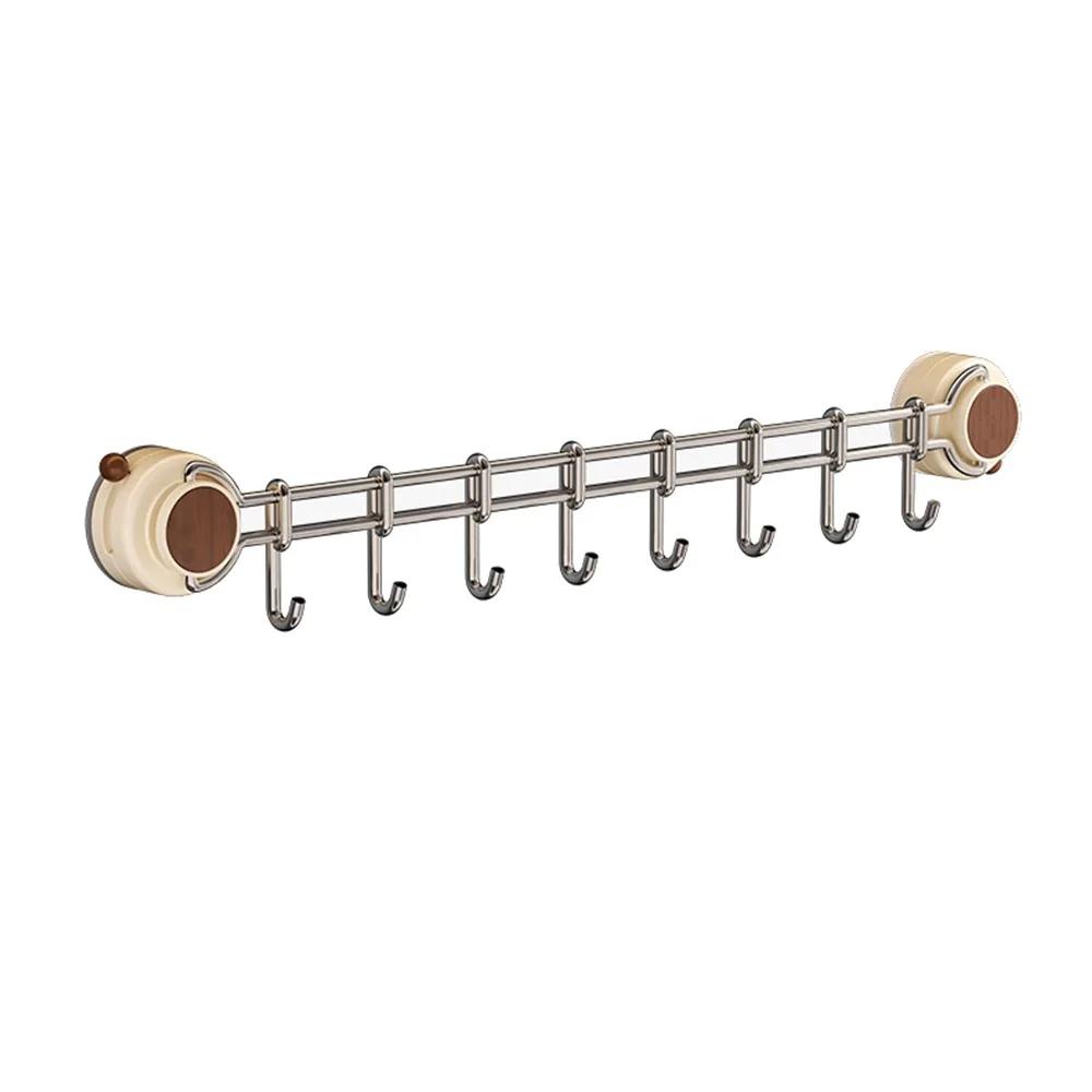 8 Hooks Suction Cup Kitchen Hook Adjustable Space Saving Flatware Storage Rack Sliding Multi-Purpose Hanging Flatware Organizer
