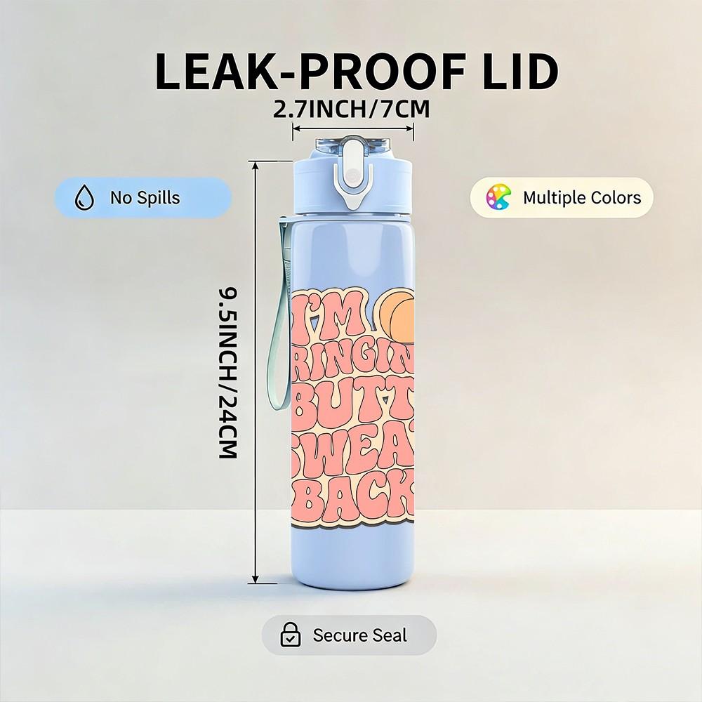 1PC Tea Drinker Cozy Quote Text 750ml Color Plastic Sports Water Bottle Leakproof Flip Straw Lid Suitable for Sports Office Home Use