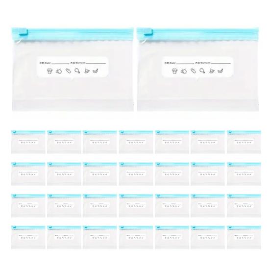 30Pcs Reusable Food Storage Bags BPA Free Leak-Resistant Transparent Design Microwave Safe Fresh-keeping Bags