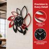 Hollow Floral Design Mirror Wall Clock Leaf Shape Silver DIY Wall Clock Sticker Clock Movement Included Removable Sticker