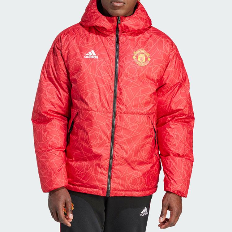 Adidas 600 Plnivost Pohodlná Oboustranná Ležérní Sportovní Bunda s Kapucí s Dlouhým Rukávem Pánská Bunda Jasně Červená Černá IA8522