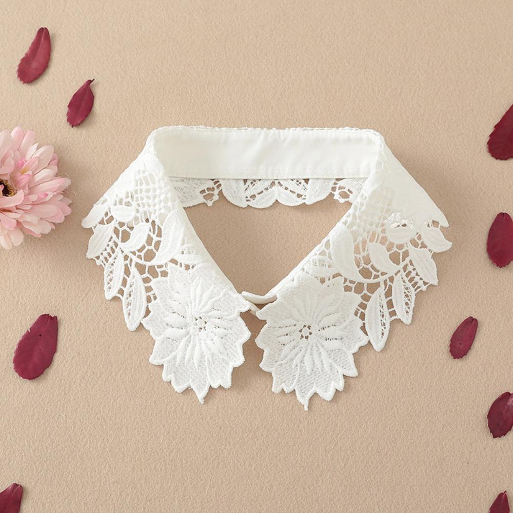 Schwarz Weiß Falscher Kragen Spitze Floral Hochzeitskleid Accessoire Mode Dekoration Kragen