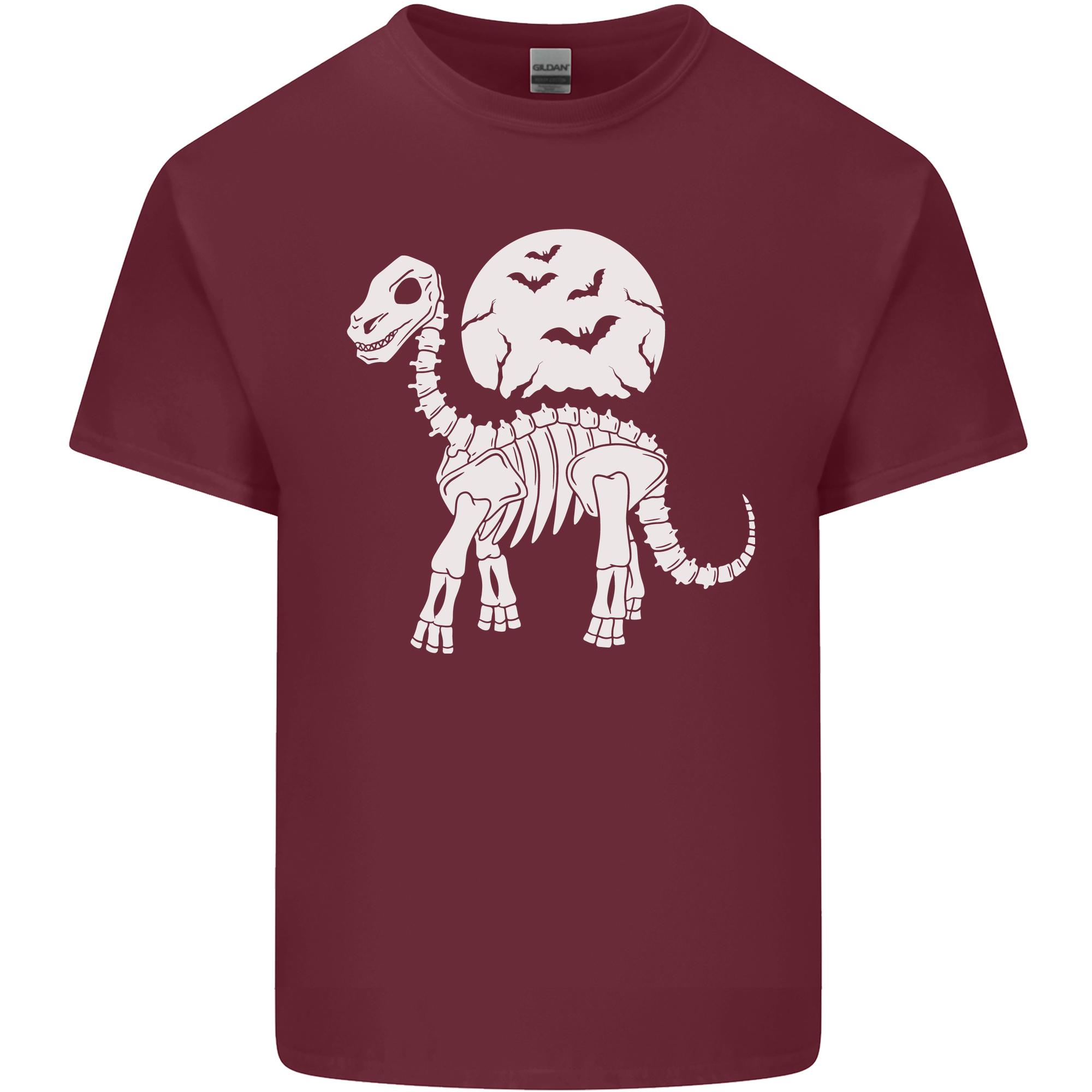 A Dinosaur Skeleton With a Full Moon Halloween Unisexs Light Cotton TShirt S