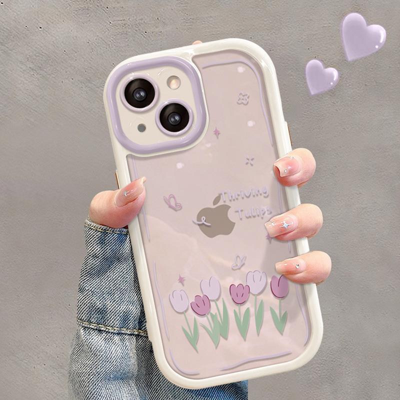 

Подходит для Apple 14promax Чехол для мобильного телефона iPhone 13 Full Cover Anti-Fall 11/12 Silicone Small Fresh Tulip iPhone 7
