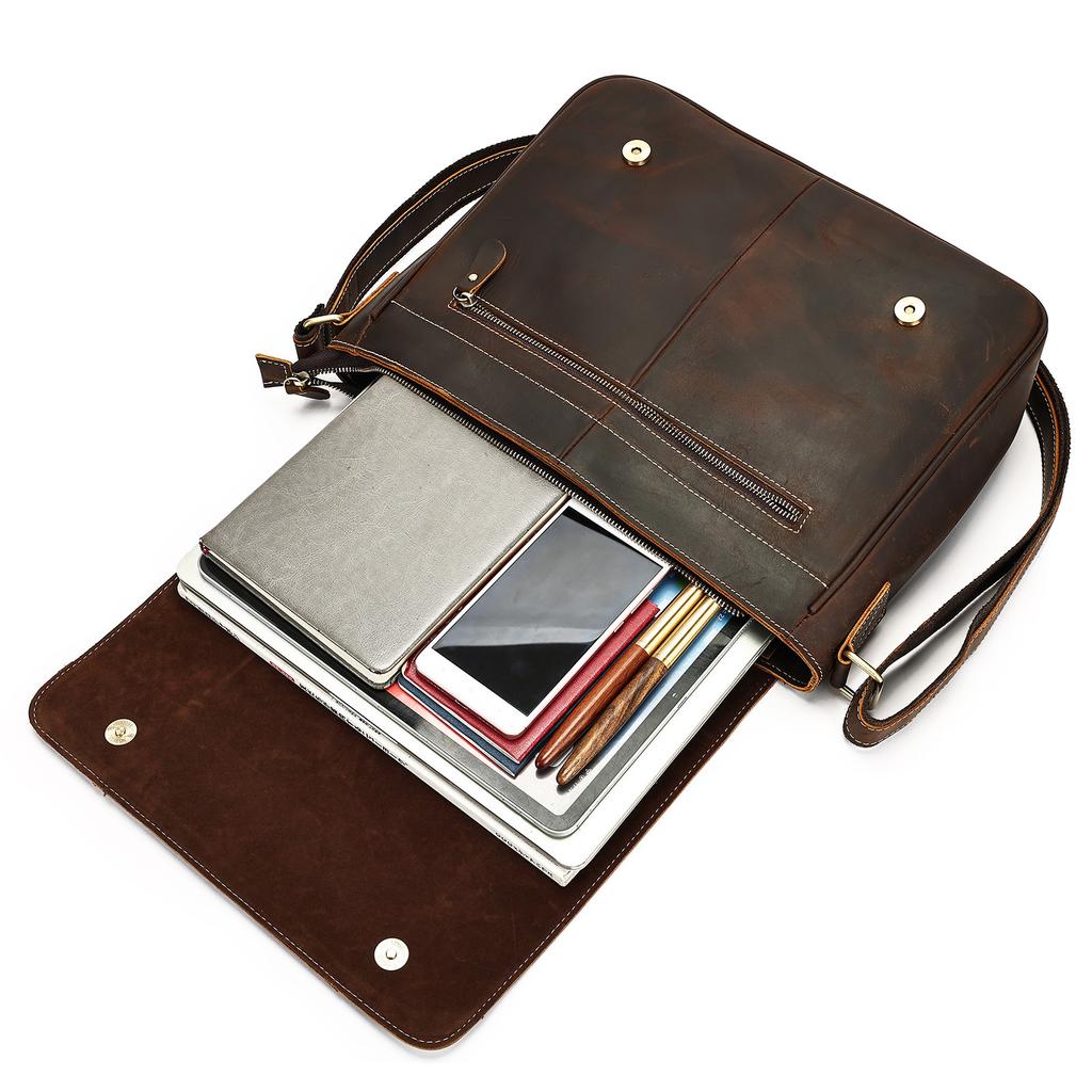 Bolso bandolera de moda para hombre de cuero genuino, de gran capacidad, sencillo y casual, para hombre