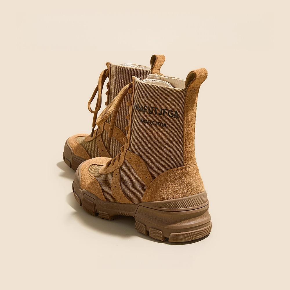 Outdoor mountaineering Martin boots women's 2025 summer new thick-soled non-slip breathable rhubarb boots hiking desert canvas shoes