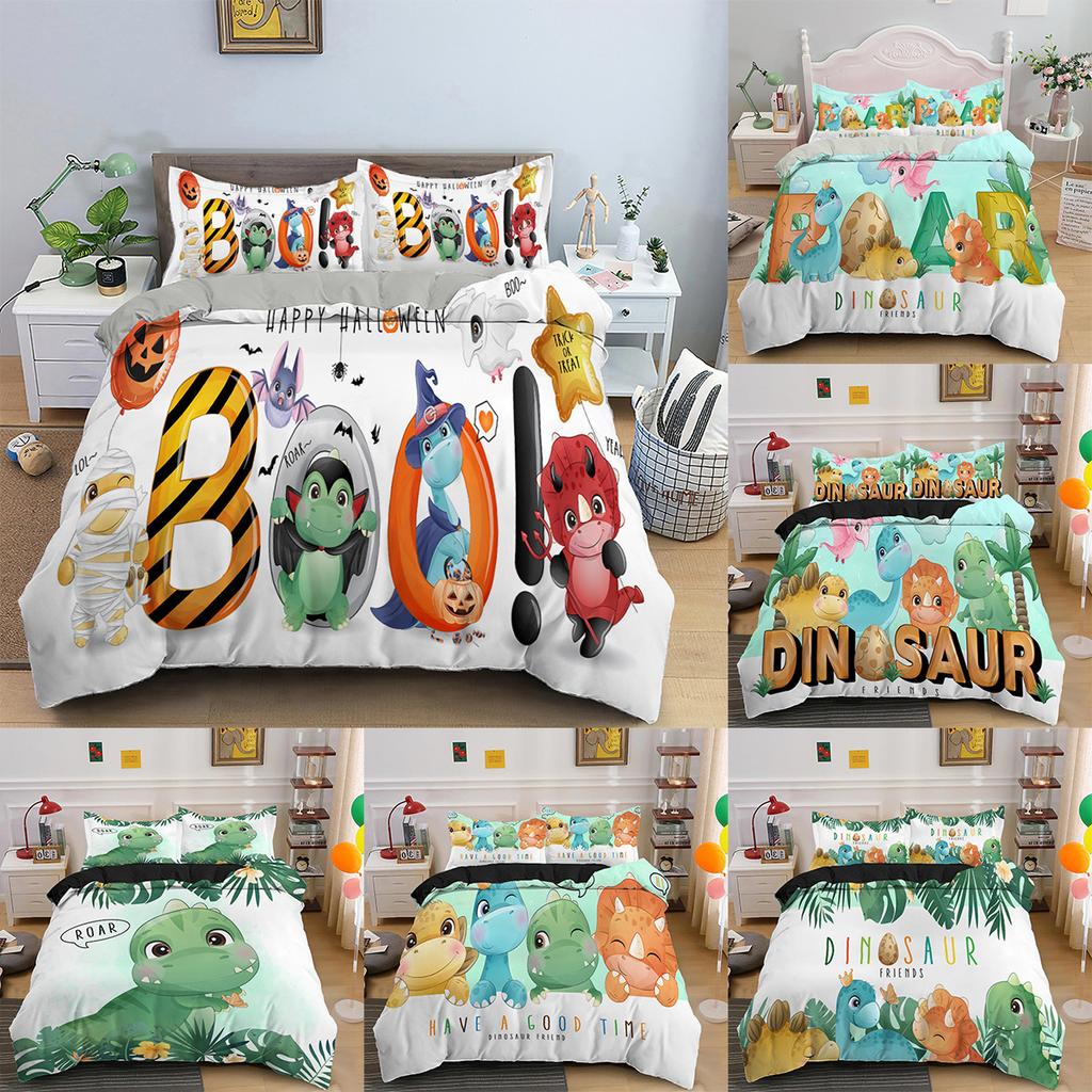 3D Cartoon Tier Druck Haushalts Bettwäsche Dinosaurier Quilt Abdeckung Kissenbezug Kinder Schlafzimmer Haushalts Bettwäsche Set AU/EU/US Volle größe