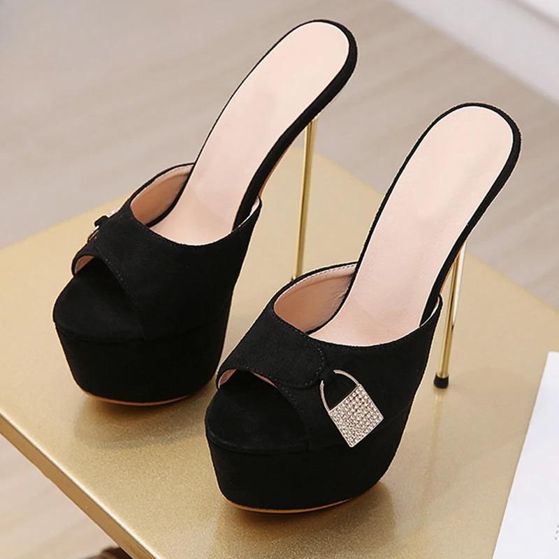 Fashion Luxury Women's High Heels Crystal Nightclub Wedding Women’s Slippers Fashion Sexy Platform Thin High Heels Summer Party Sandals