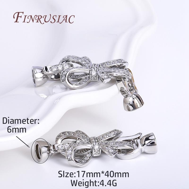 Handmade DIY Beads End Clasps Fastener For Jewelry Making,18K Gold Plated Zircon Bowknot Connector Clasps For Necklace Making