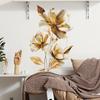 Zlatá Reliéfní Květinová Dekorace Samolepka na Zeď Veranda Ložnice Obývací Pokoj Pracovna Pozadí Krajinářská Samolepka na Zeď