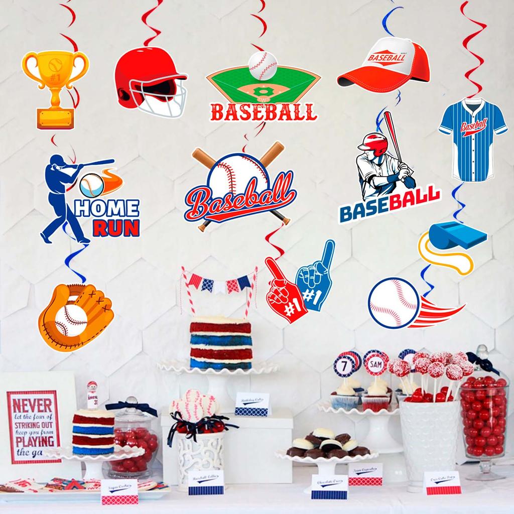 Baseball Party Hanging Swirls, 33 Pieces Baseball Hanging Swirl Decorations for Baseball Party Decoration Swirl Hanging