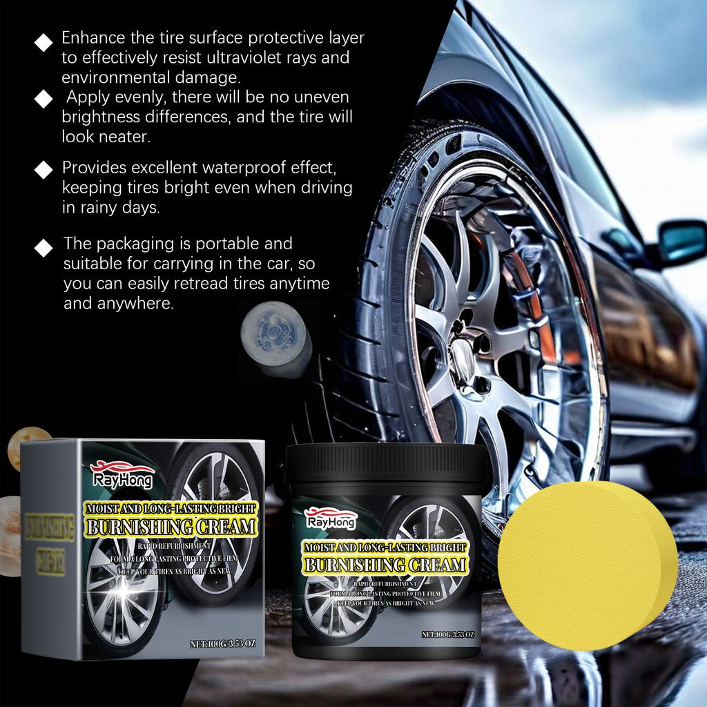 Car Tire Shine Coating Nourishing Cream Plastic Rubber Tire Retreading Anti-Aging Auto Wheel Maintenance Restore Tire Black 100g