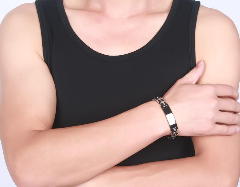Titanium Steel Silicone Curved Bracelet for Men - Engravable Jewelry Accessory