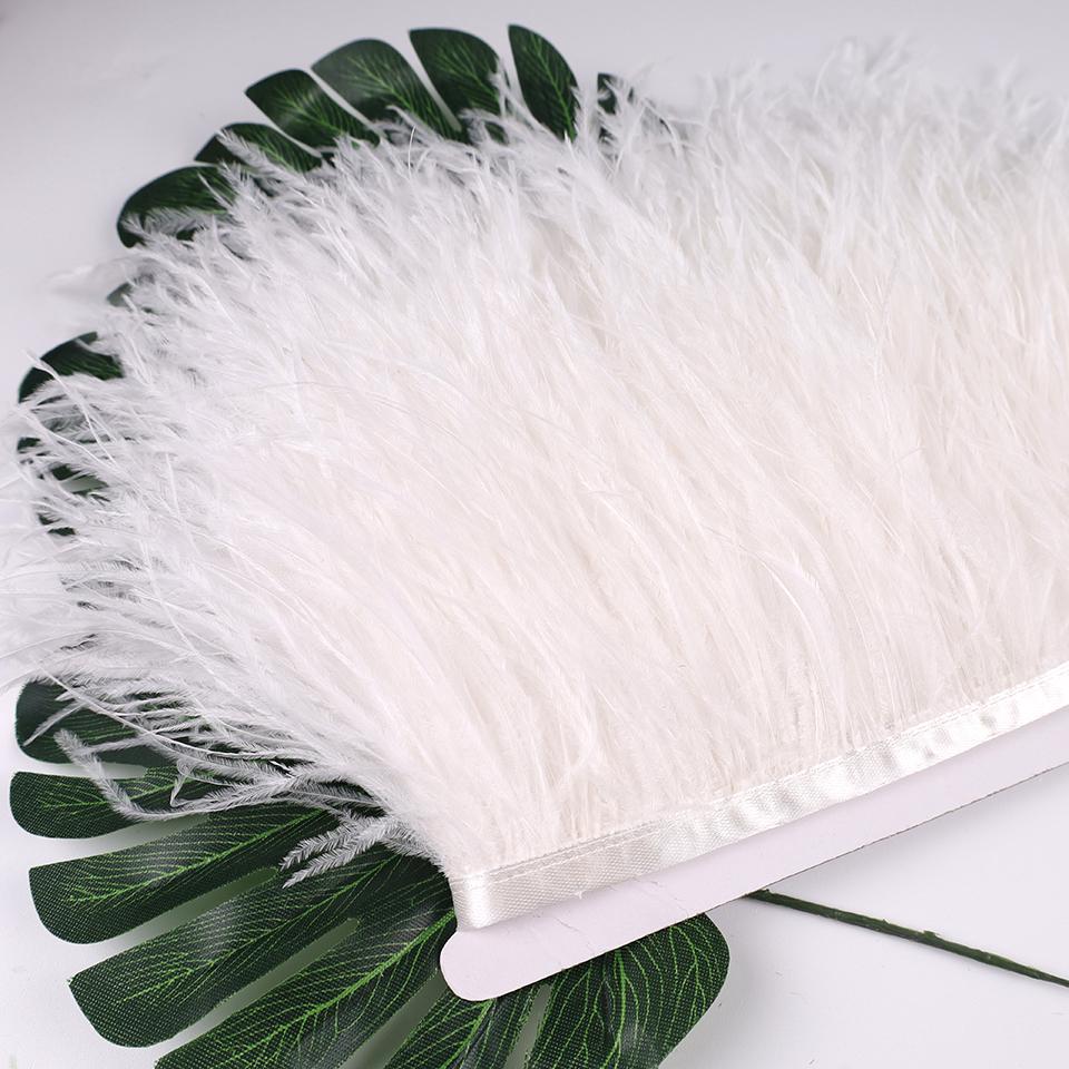 Ostrich Feathers Trim 13-18 CM Plumes on Ribbon Selvage For DIY Wedding Sewing in Dress Decoration Crafts Accessories Wholesale
