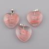 Heart-Shaped Crystal Glass Pendant Necklace with Colorful Natural Stone Accents