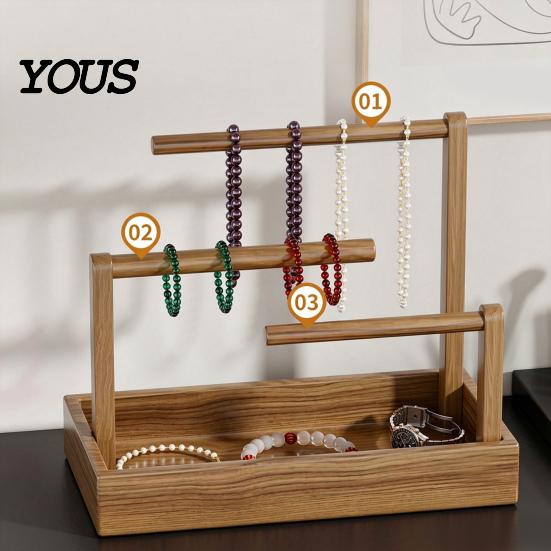 Space Saving Desktop Organizer Wooden Headband Holder Stand, Hair Accessories Tray for Hairbands, Scrunchies, Stand Ties, Bows & Clips, Jewelry
