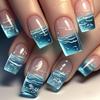 Blauer Ozean Sommerurlaub Tragbare Nagelkunst-Aufkleber - 24 Stück