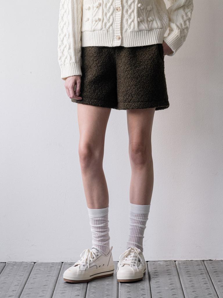 Cluny Boucle Wool Short Pants - Beige