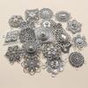 10pcs Antique Silver Plated Bohemian Vintage Flower Connector Charm Pendant DIY Necklace Bracelet Jewelry Making Accessories