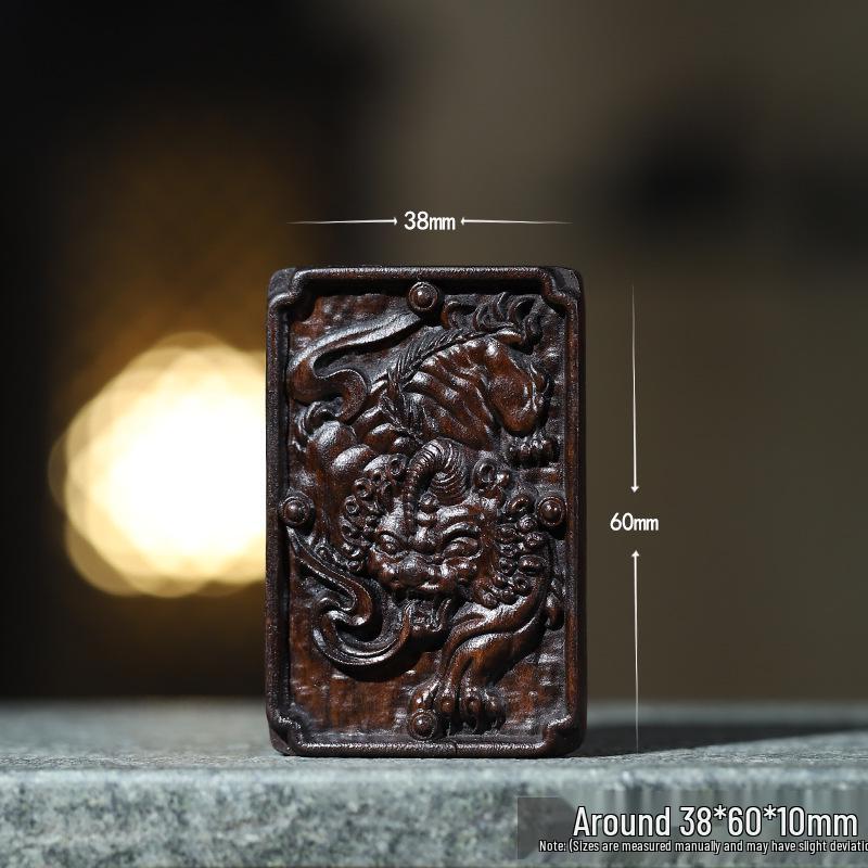 Bodhisattva Agarwood Pixiu Chess Pendant - Chinese Style Handheld Wooden Carving for Neck or Display