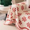 1pc Christmas Candy Fluffy Warm Sofa Towel with Tassels, Sofa Cover Blanket for Living Room - Cozy Throw Blanket for Couches