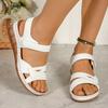 Damen Peep-Toe Plateau Gladiator Sandalen - Weite Passform Sommer Freizeitschuhe mit Klettverschluss, Boho Römischer Stil Keilabsatz Outdoor Sandalen